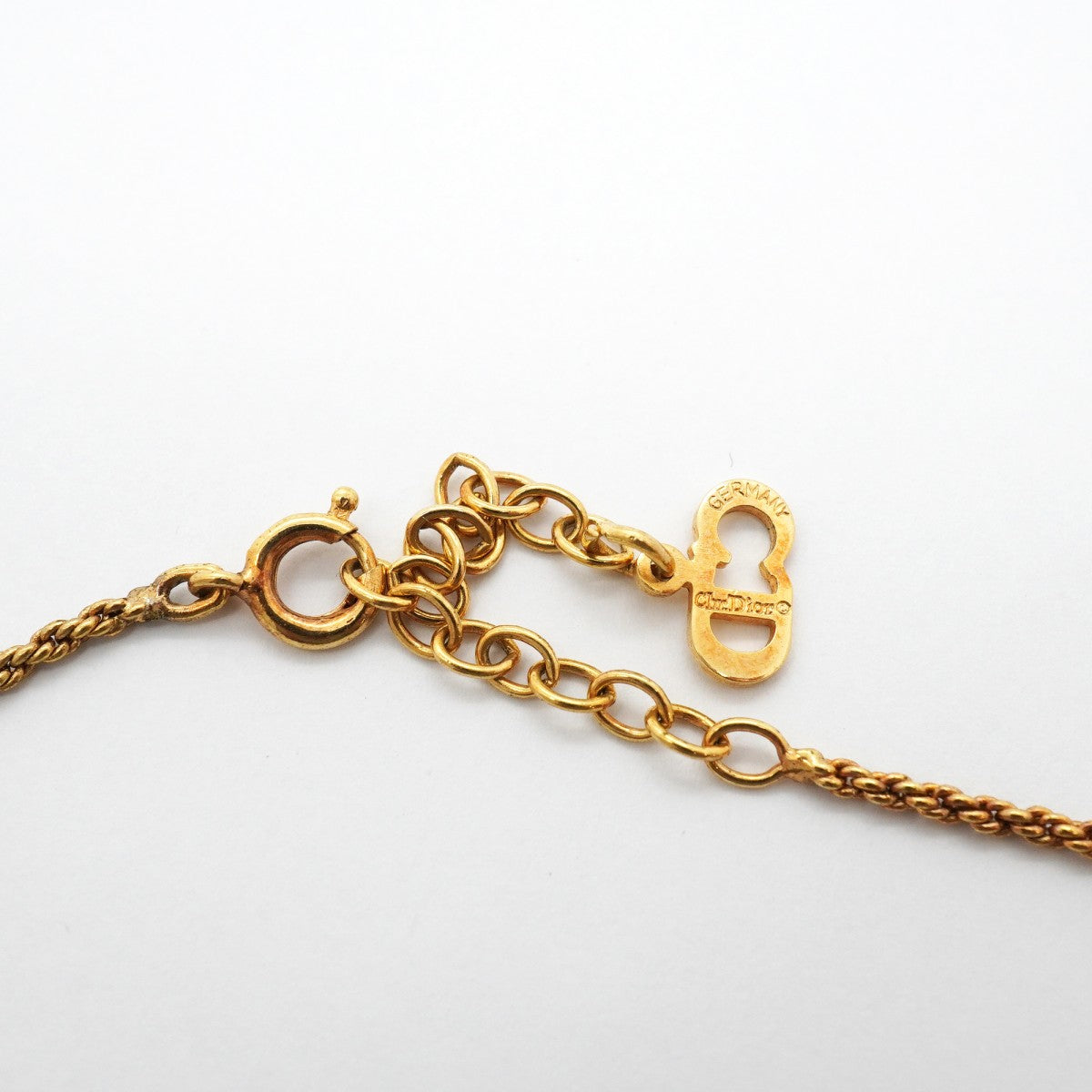 【6jgb0423-k】クリスチャンディオール ネックレス GPメッキ ラインストーン ゴールド【中古】レディース