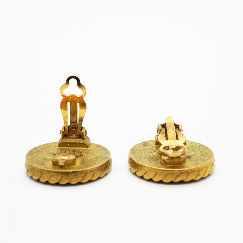 【6jgb0427-k】シャネル イヤリング ヴィンテージ ココマーク GPメッキ ゴールド ブラック【中古】レディース