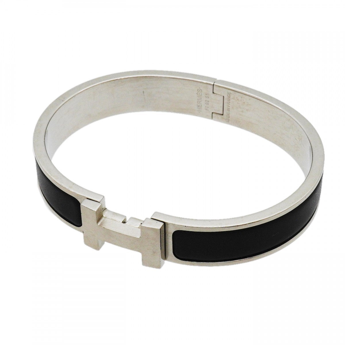 【6jgb0441-k】エルメス バングル クリッククラックPM メタル シルバー ブラック【中古】メンズ レディース ユニセックス