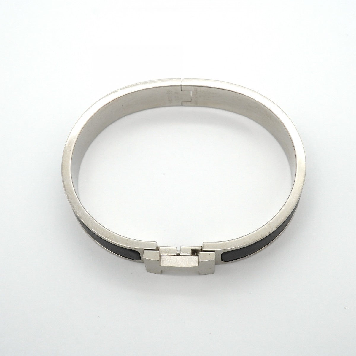 【6jgb0441-k】エルメス バングル クリッククラックPM メタル シルバー ブラック【中古】メンズ レディース ユニセックス