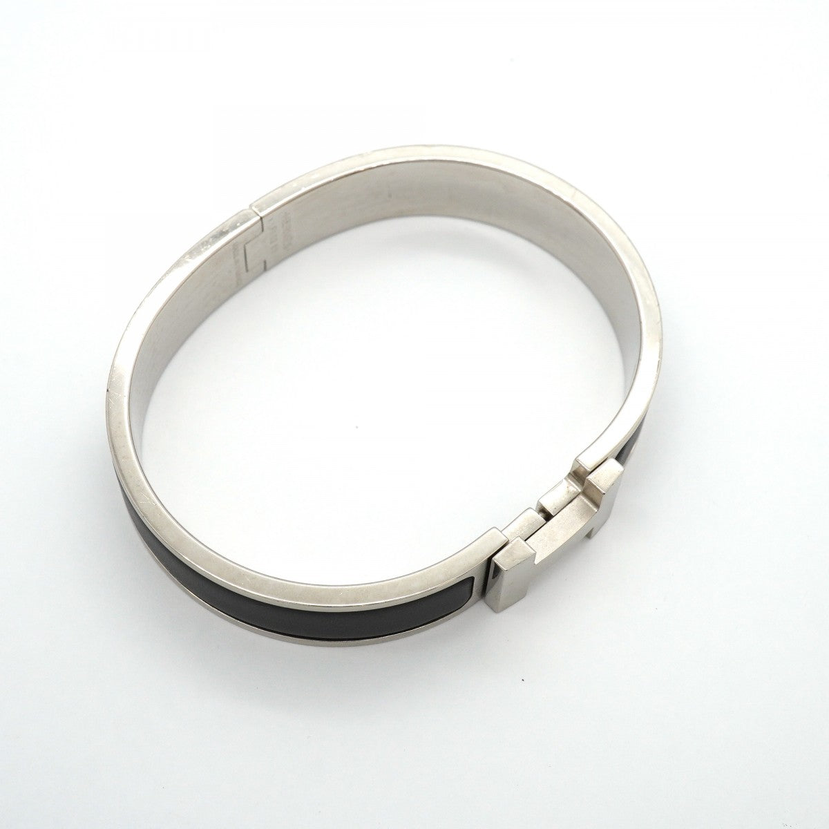 【6jgb0441-k】エルメス バングル クリッククラックPM メタル シルバー ブラック【中古】メンズ レディース ユニセックス