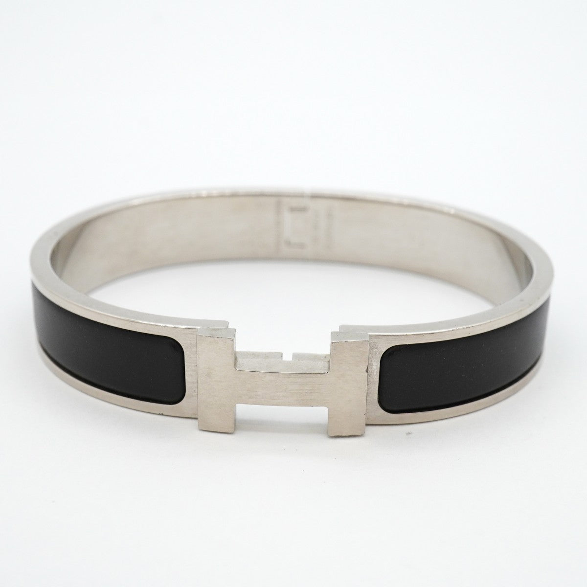 【6jgb0441-k】エルメス バングル クリッククラックPM メタル シルバー ブラック【中古】メンズ レディース ユニセックス