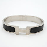 【6jgb0441-k】エルメス バングル クリッククラックPM メタル シルバー ブラック【中古】メンズ レディース ユニセックス