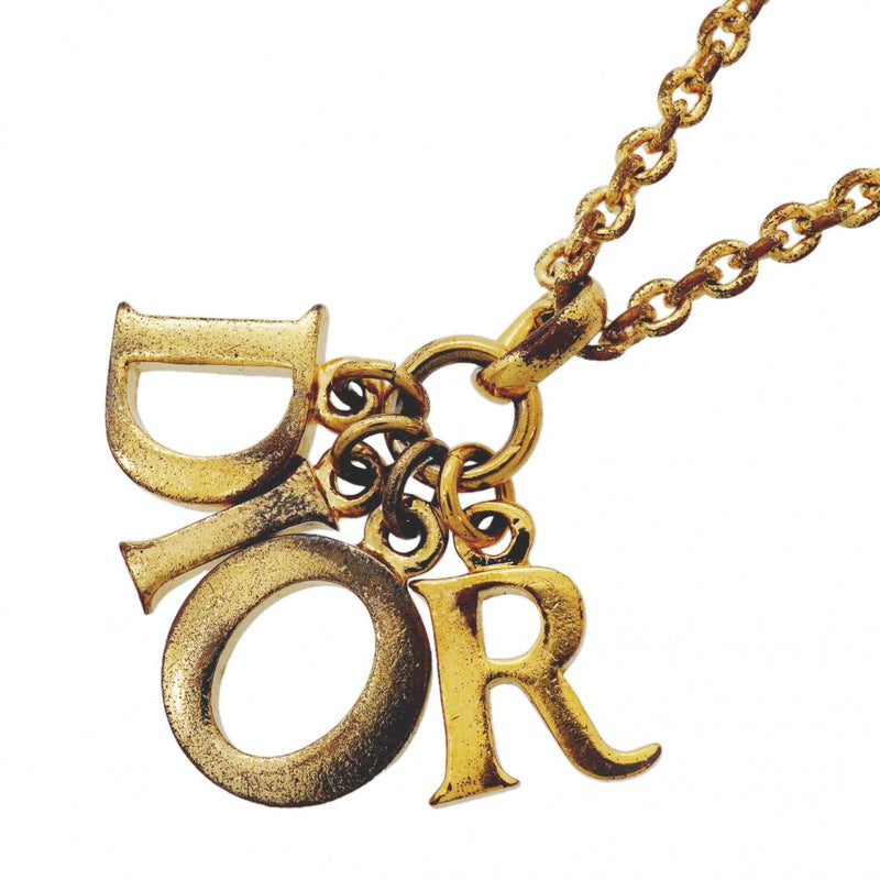【6jgb0445-k】クリスチャンディオール ネックレス ディオールロゴ GPメッキ ゴールド【中古】レディース