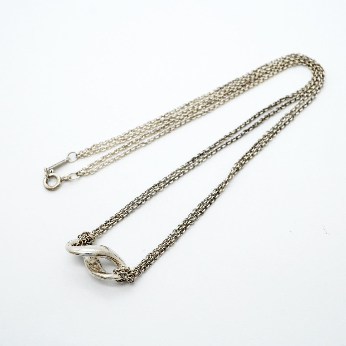 【6jgb0446-k】ティファニー ネックレス インフィニティ ダブルチェーン シルバー925【中古】レディース