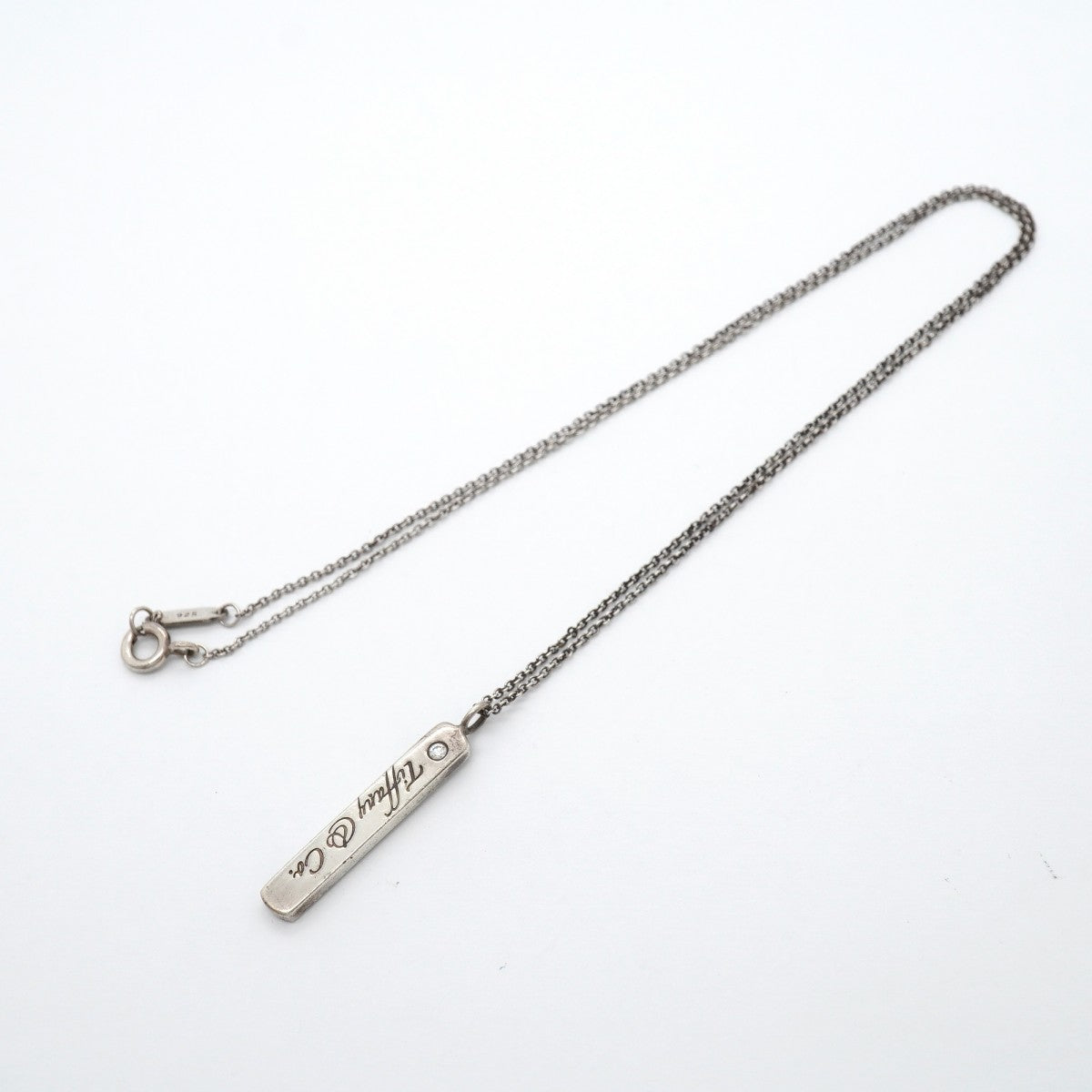 【6jgb0447-k】ティファニー ネックレス ノーツ/バー 1PD シルバー925 ダイヤモンド【中古】レディース