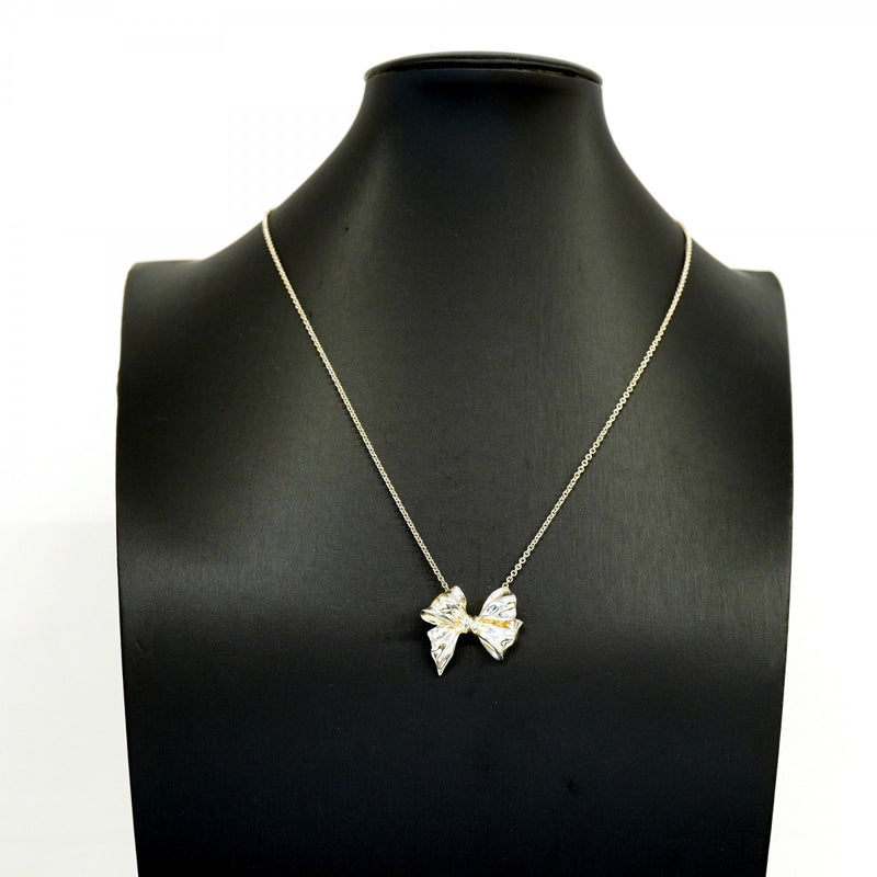 【6jgb0449-k】ティファニー ネックレス リボン シルバー925【中古】レディース