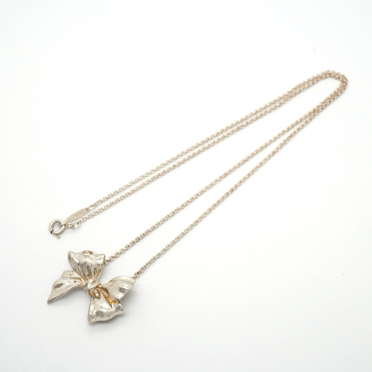【6jgb0449-k】ティファニー ネックレス リボン シルバー925【中古】レディース