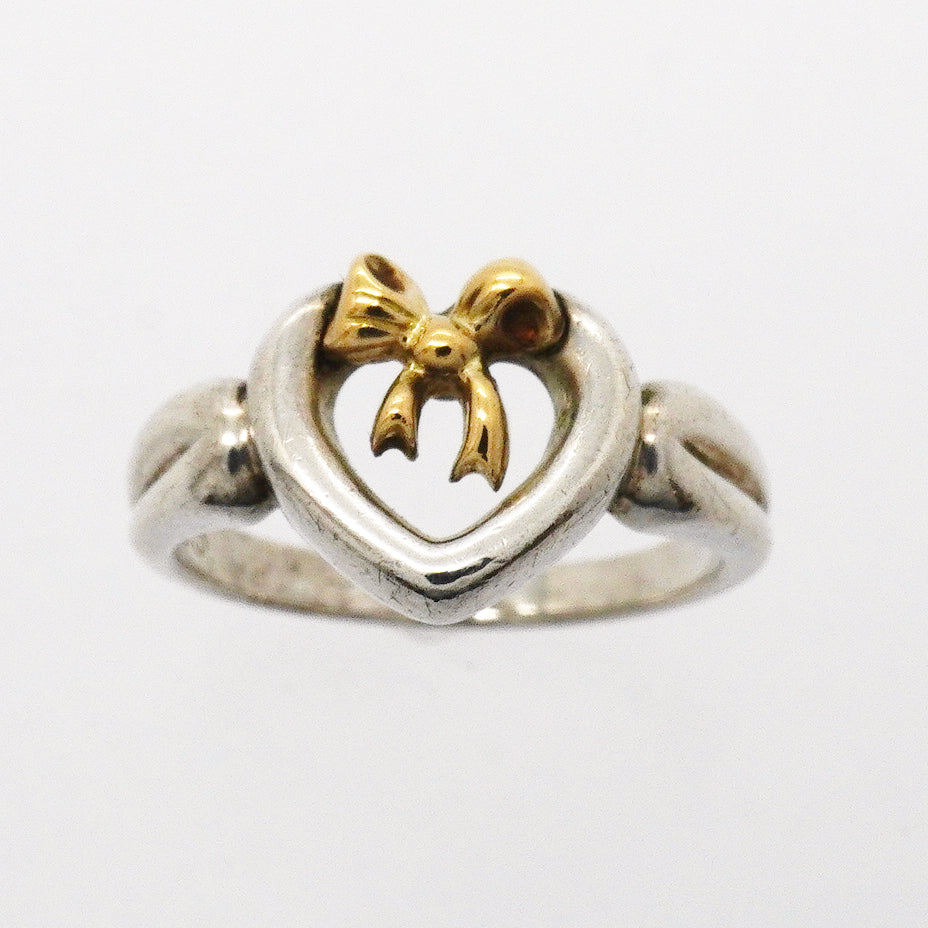 【6jgb0453-k】ティファニー リング ハートリボン K18YG イエローゴールド シルバー925 10号【中古】レディース