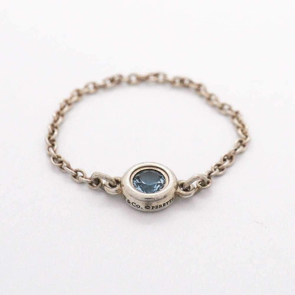 【6jgb0464-k】ティファニー リング バイザヤード シルバー925 アクアマリン ブルー 8号【中古】レディース