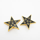 【6jgb0470-k】シャネル イヤリング ココマーク 星形 スター GPメッキ ゴールド ブラック【中古】レディース