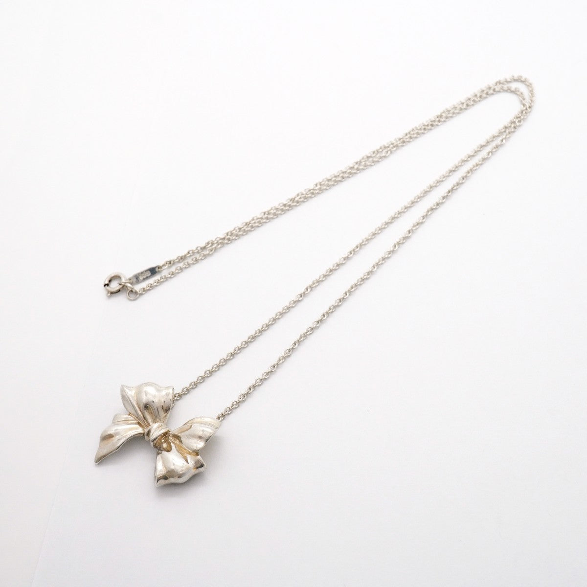 【6jgb0477-k】ティファニー ネックレス リボン シルバー925【中古】レディース