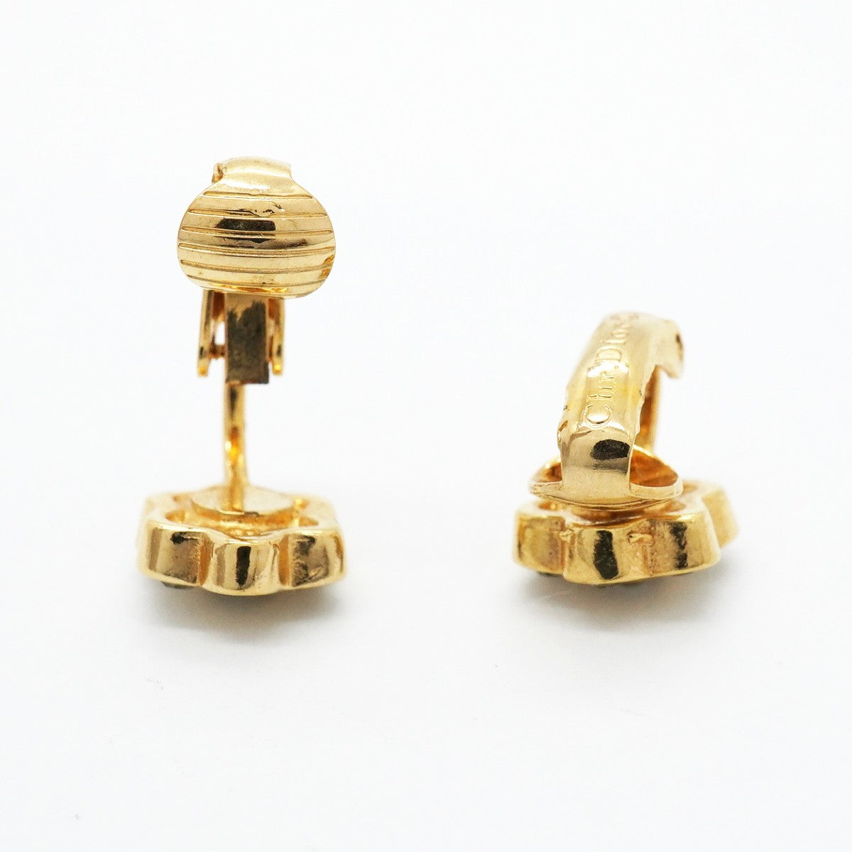 【6jgb0479-k】クリスチャンディオール イヤリング GPメッキ ラインストーン ゴールド【中古】レディース