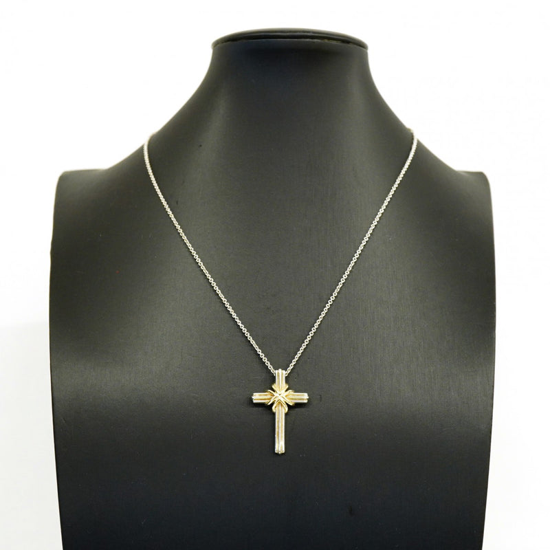 【6jgb0482】ティファニー ネックレス シグネチャークロス K18YG イエローゴールド シルバー925【中古】レディース