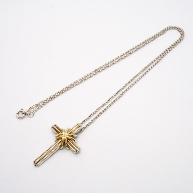 【6jgb0482】ティファニー ネックレス シグネチャークロス K18YG イエローゴールド シルバー925【中古】レディース