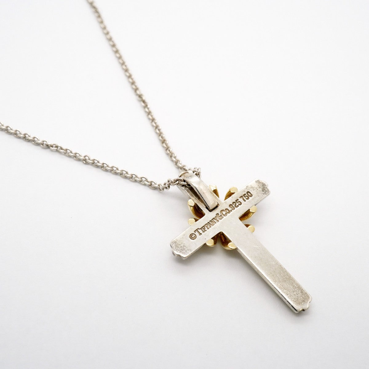 【6jgb0482】ティファニー ネックレス シグネチャークロス K18YG イエローゴールド シルバー925【中古】レディース