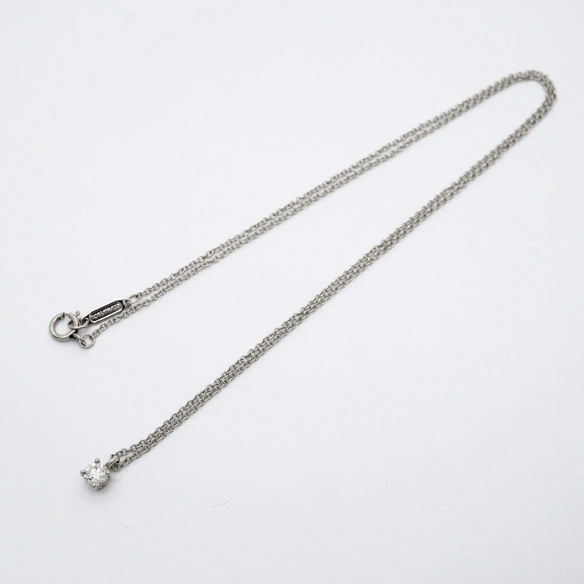 【6jgb0484】ティファニー ネックレス ソリティア 1PD Pt950 プラチナ ダイヤモンド【中古】レディース