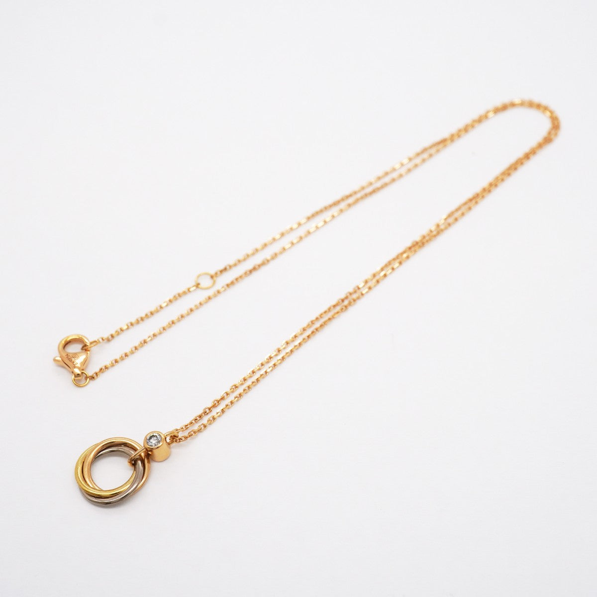 【6jgb0494】カルティエ ネックレス ベビートリニティ 1PD K18YG イエローゴールド K18WG ホワイトゴールド K18PG ピンクゴールド/ダイヤモンド【中古】レディース