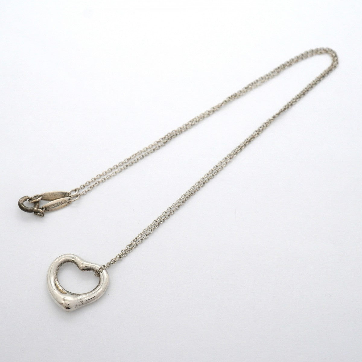 【6jgb0496】ティファニー ネックレス オープンハート シルバー925【中古】レディース
