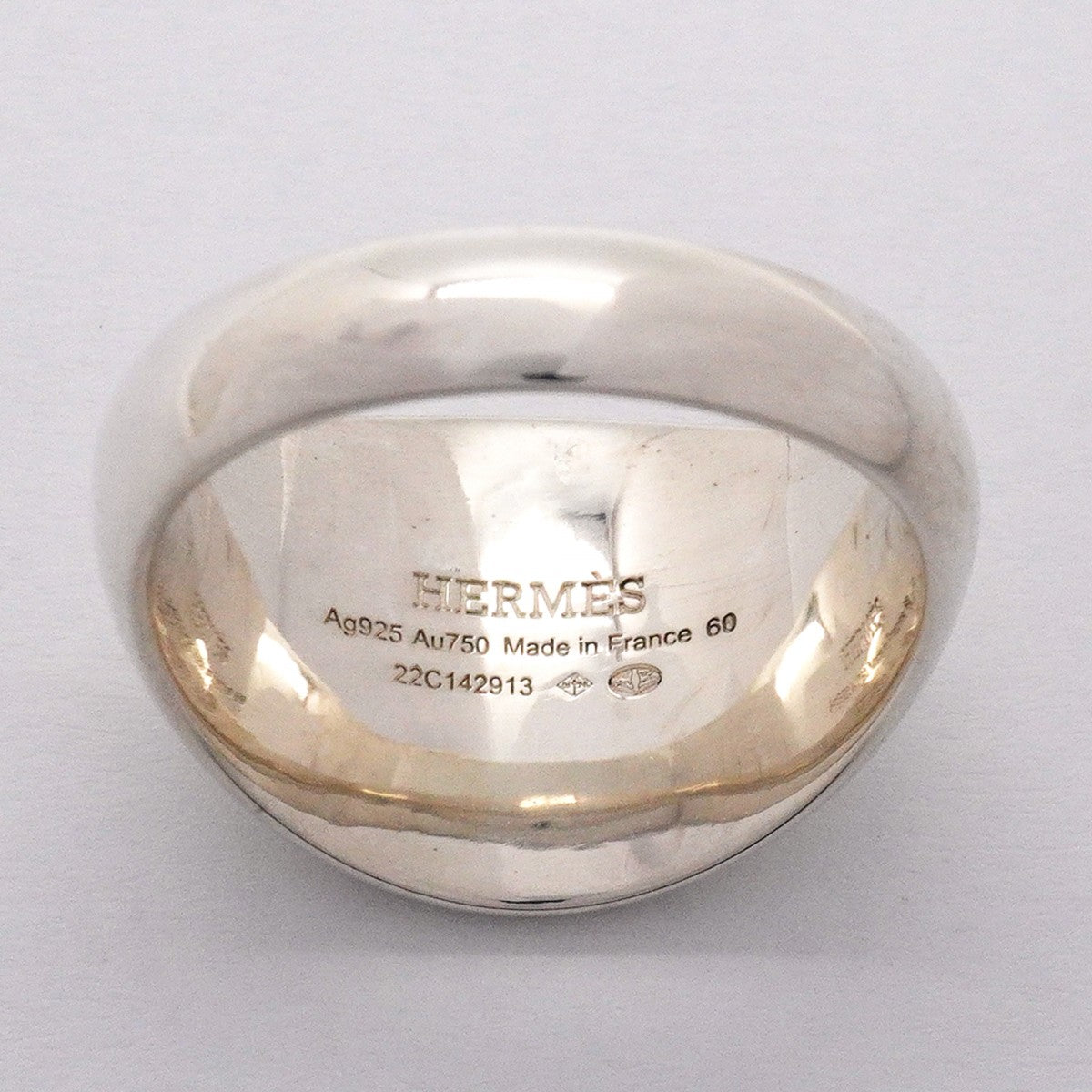 【6jgb0504】エルメス リング エクスリブリス K18PG ピンクゴールド シルバー925 ＃60【中古】メンズ