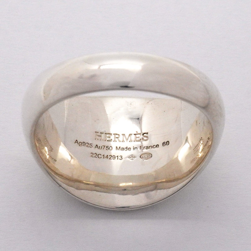 【6jgb0504】エルメス リング エクスリブリス K18PG ピンクゴールド シルバー925 ＃60【中古】メンズ