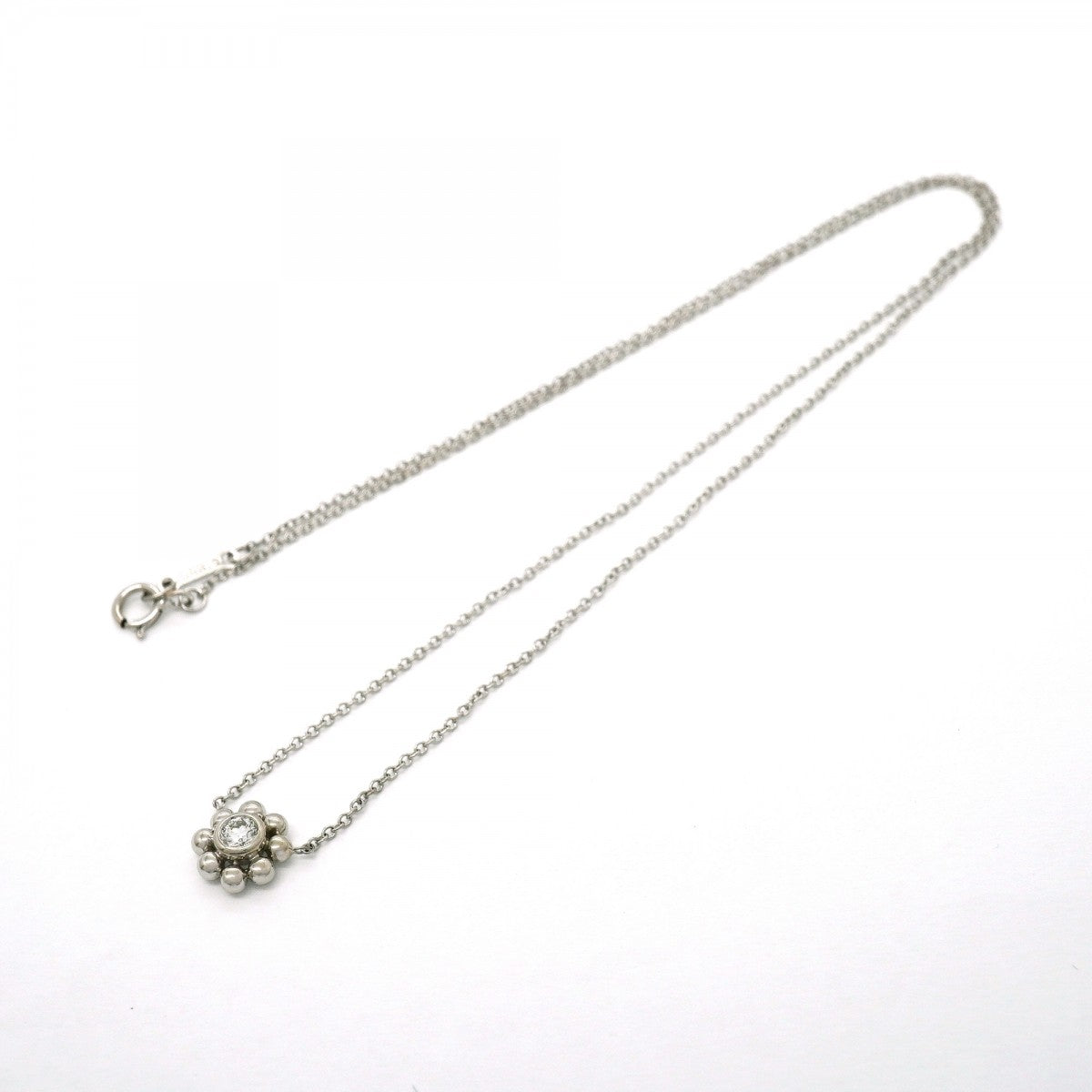 【6jgb0507】ティファニー ネックレス ボールフラワー 1PD K18WG ホワイトゴールド ダイヤモンド【中古】レディース