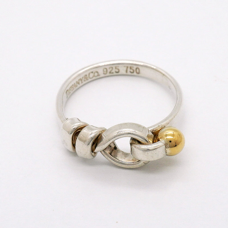 【6jgb0514-k】ティファニー リング フック&アイ K18YG イエローゴールド シルバー925 9号【中古】レディース