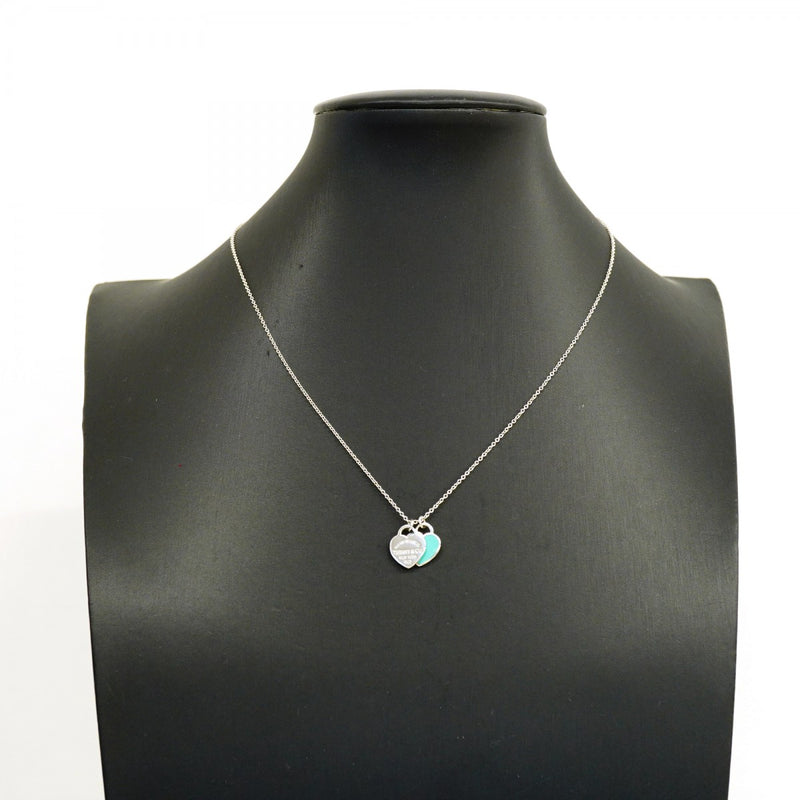 【6jgb0524-k】ティファニー ネックレス ダブルリターントゥハート シルバー925 ブルー【中古】レディース