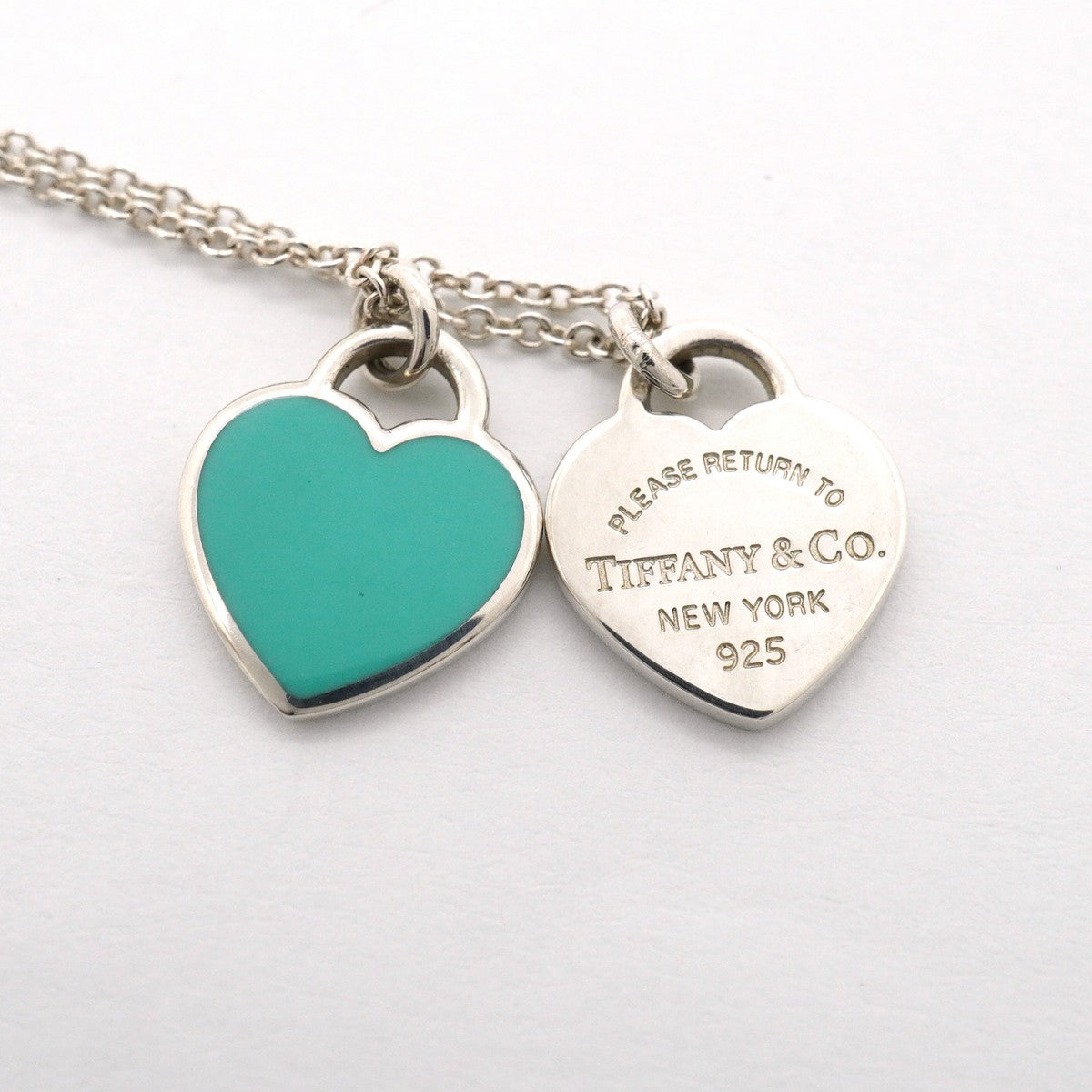 【6jgb0524-k】ティファニー ネックレス ダブルリターントゥハート シルバー925 ブルー【中古】レディース