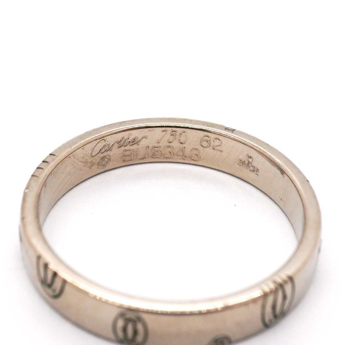 【6jgb0531】カルティエ リング ハッピーバースデー K18WG ホワイトゴールド ＃62【中古】メンズ