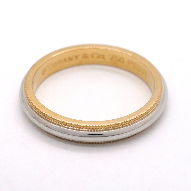 【6jgb0543】ティファニー リング ミルグレイン K18YG イエローゴールド Pt950 プラチナ 18号【中古】メンズ