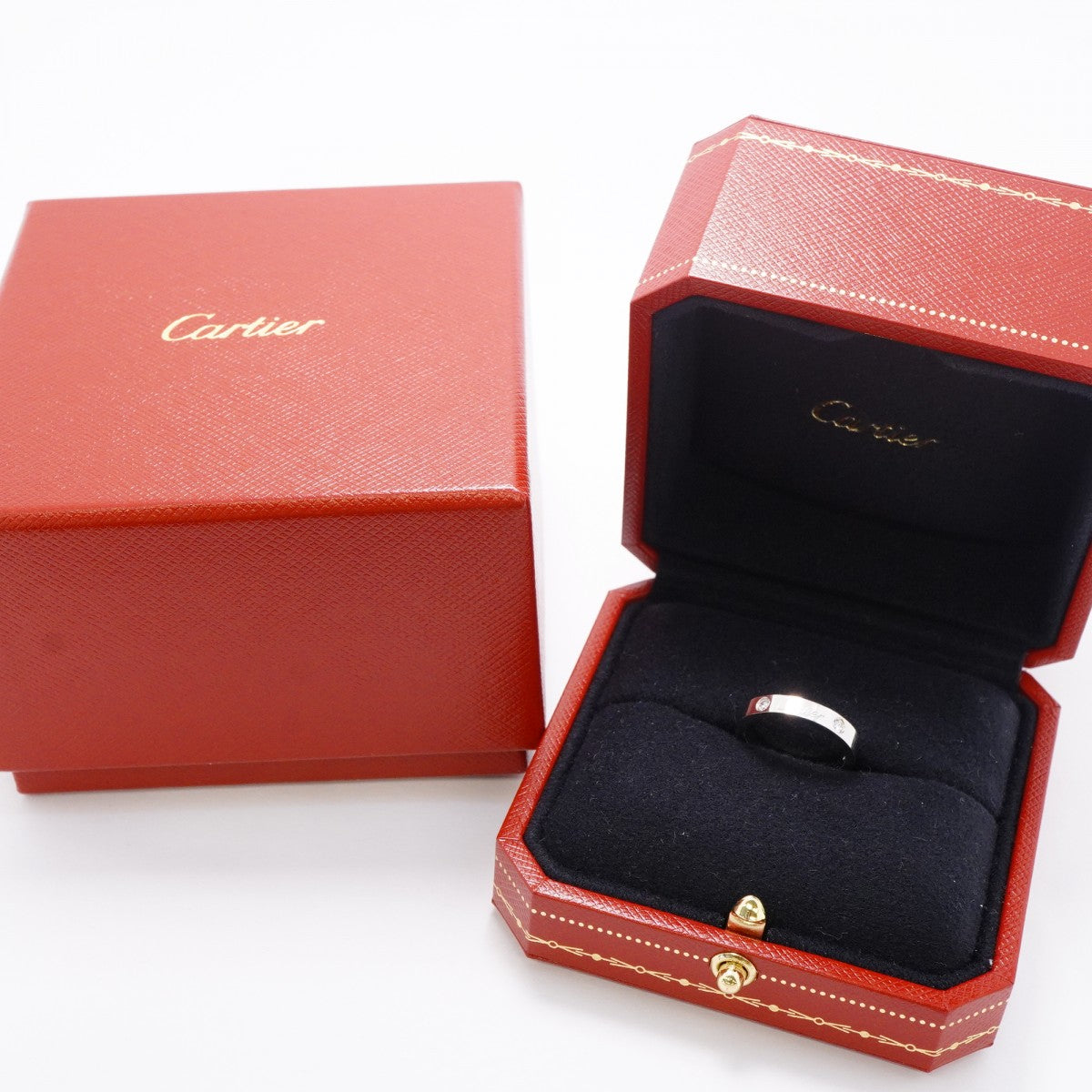 【6jgb0573】カルティエ リング Cドゥ 2PD Pt950 プラチナ ダイヤモンド ＃47【中古】レディース