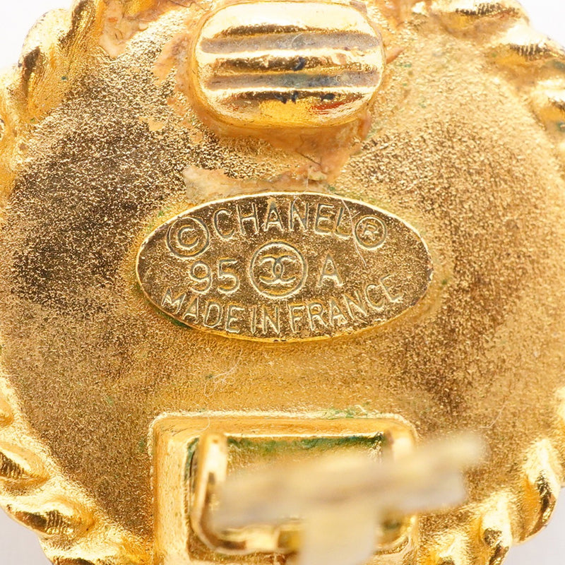 【6jgb0576-k】シャネル イヤリング ヴィンテージ ココマーク 丸型 サークル GPメッキ ゴールド ブラック【中古】レディース