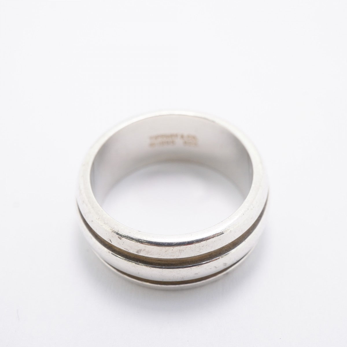【6jgb0596-k】ティファニー リング グルーブド/ダブルライン シルバー925 20号【中古】メンズ