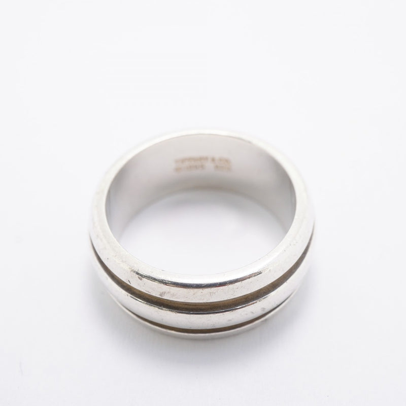 【6jgb0596-k】ティファニー リング グルーブド/ダブルライン シルバー925 20号【中古】メンズ