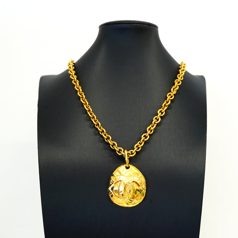 【6jgb0609】シャネル ネックレス ヴィンテージ ココマーク マトラッセ GPメッキ ゴールド【中古】レディース