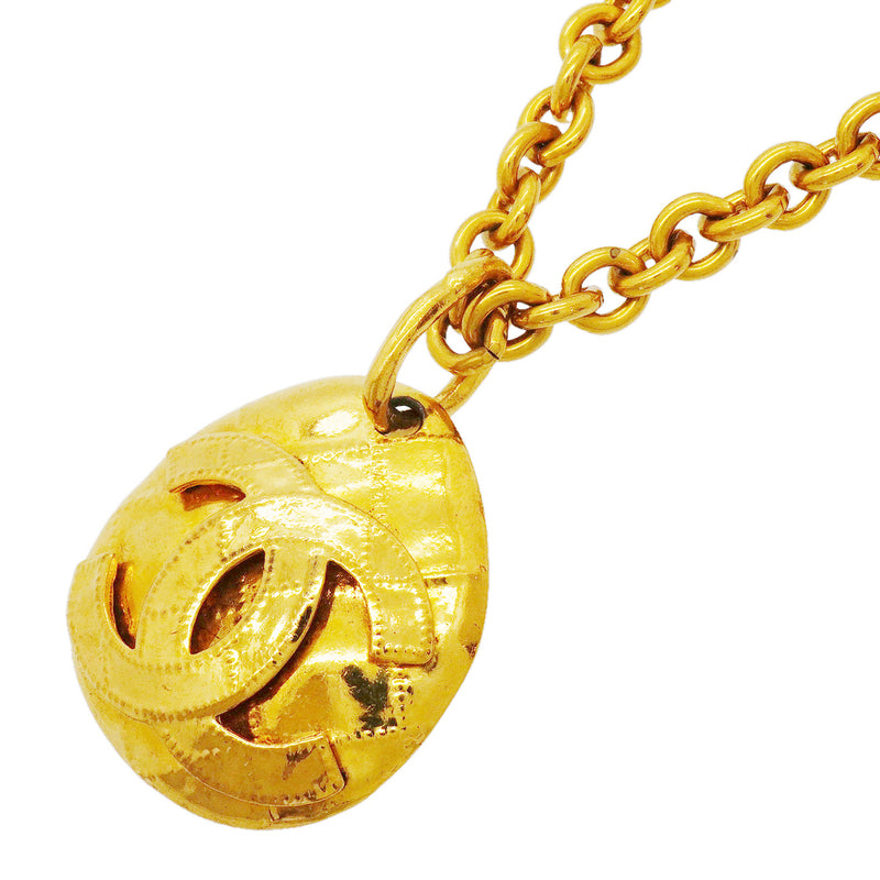【6jgb0609】シャネル ネックレス ヴィンテージ ココマーク マトラッセ GPメッキ ゴールド【中古】レディース