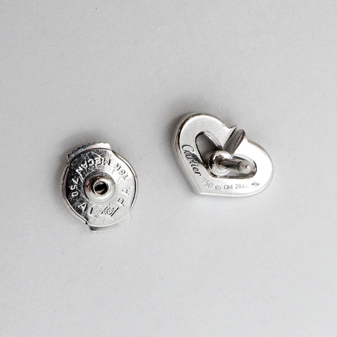 【6jgb0617】カルティエ ピアス Cハート K18WG ホワイトゴールド ダイヤモンド【中古】レディース
