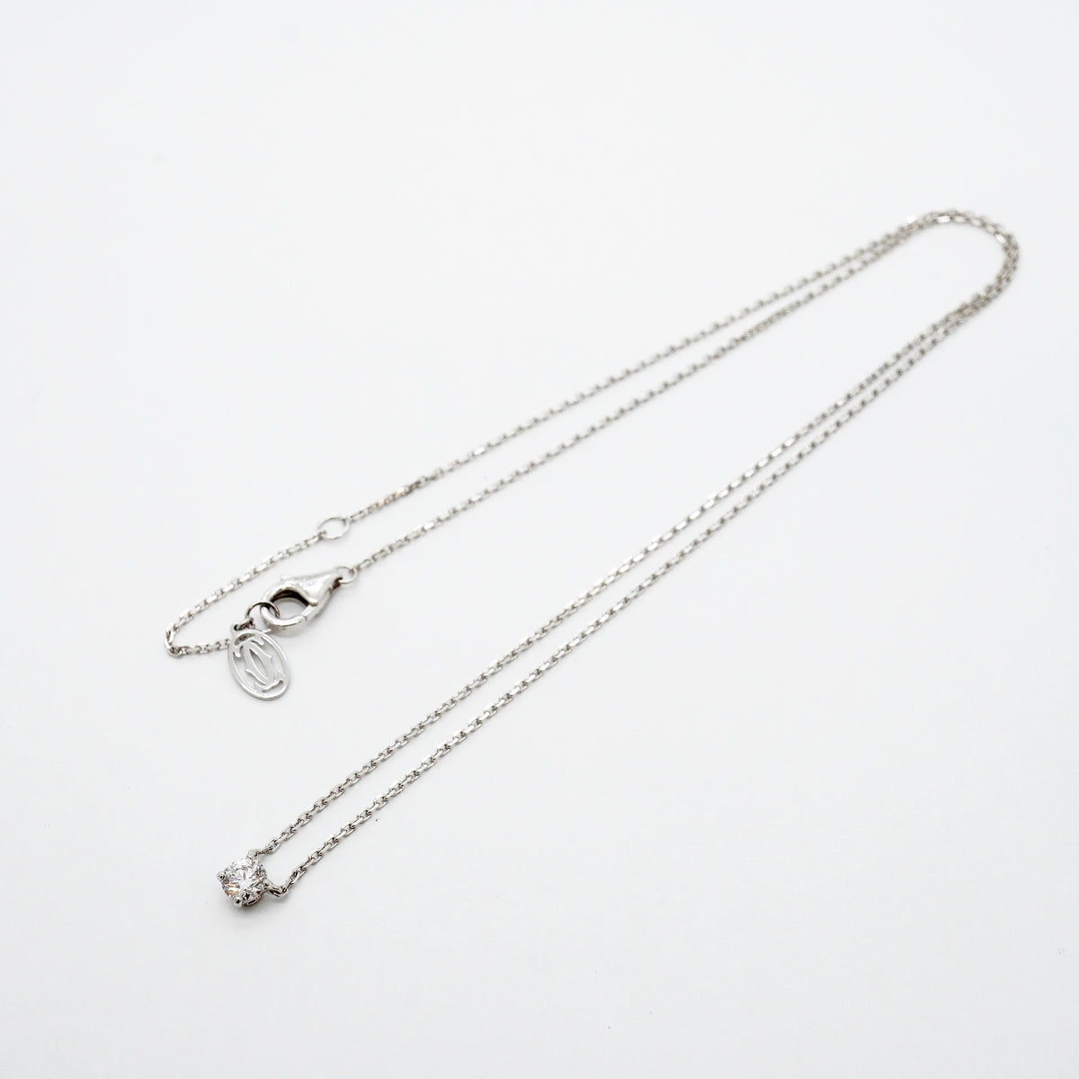 【6jgb0636】カルティエ ネックレス ソリテール 1PD K18WG ホワイトゴールド ダイヤモンド【中古】レディース