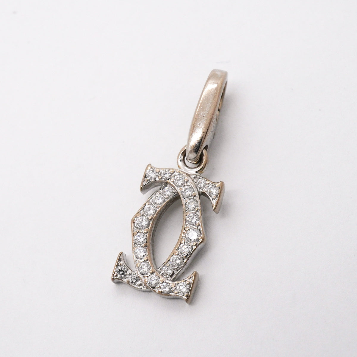 【6jgb0638】カルティエ ペンダントトップ 2C K18WG ホワイトゴールド ダイヤモンド【中古】レディース
