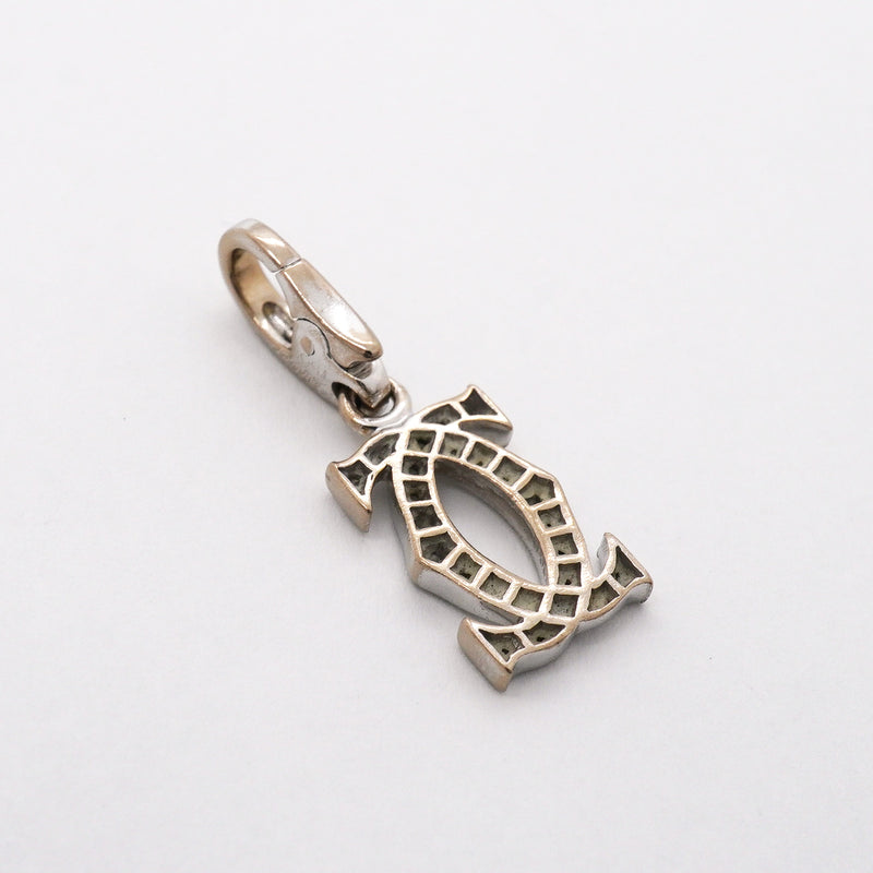 【6jgb0638】カルティエ ペンダントトップ 2C K18WG ホワイトゴールド ダイヤモンド【中古】レディース
