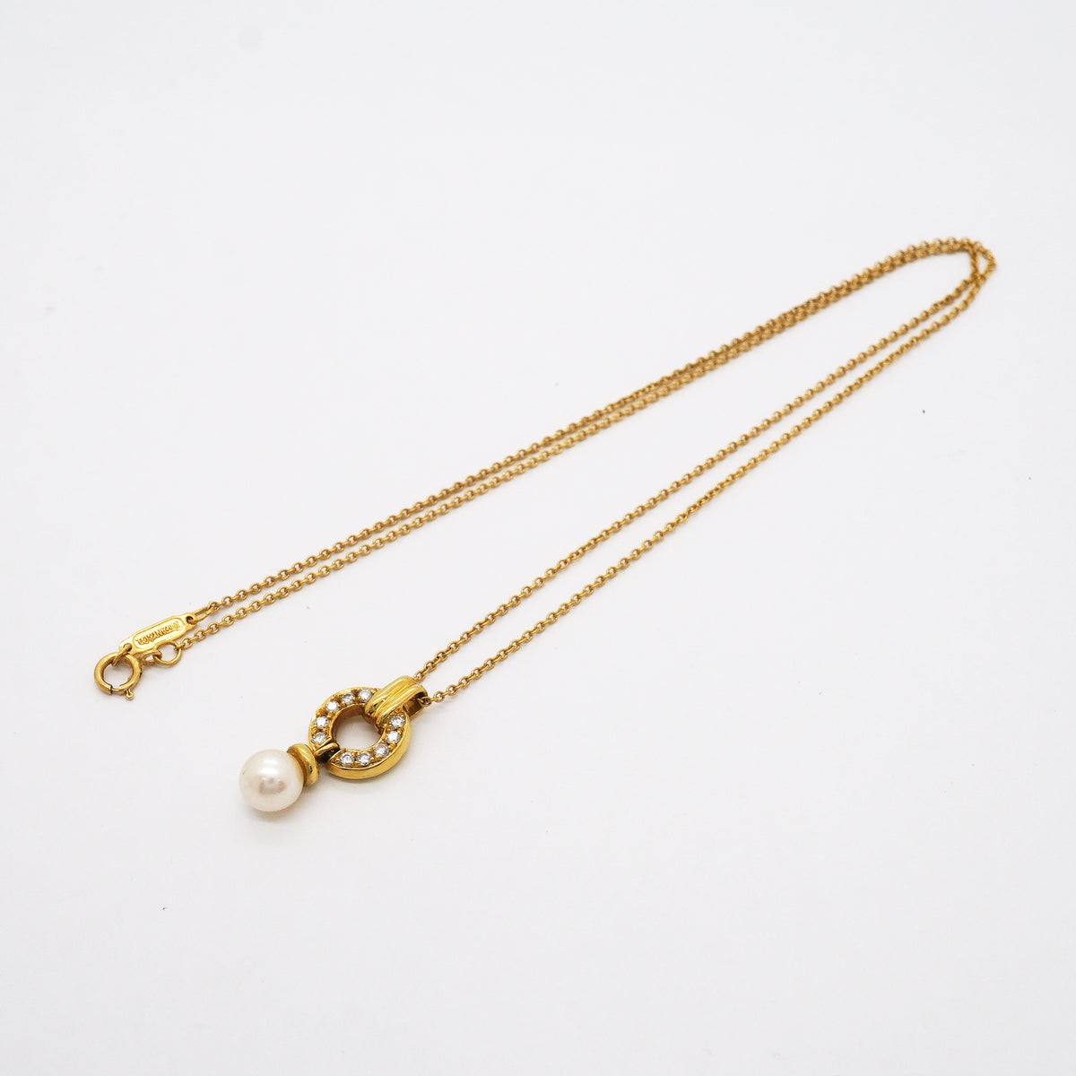【6jgb0640】ティファニー ネックレス ドアノック K18YG イエローゴールド ダイヤモンド パール【中古】レディース
