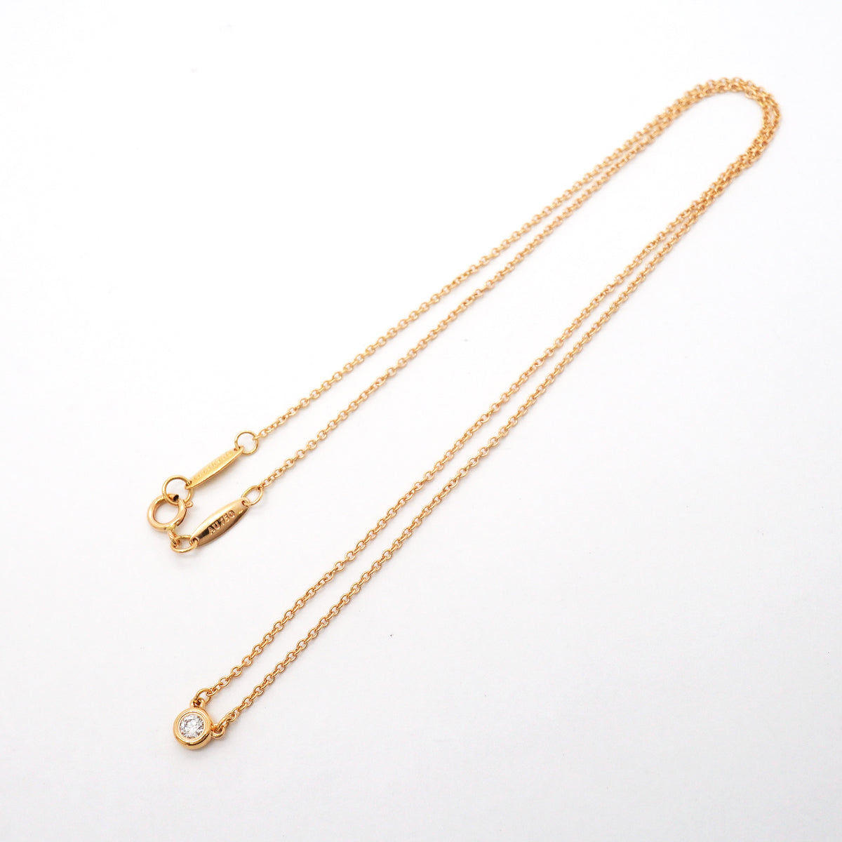 【6jgb0648】ティファニー ネックレス バイザヤード 1PD K18PG ピンクゴールド ダイヤモンド【中古】レディース