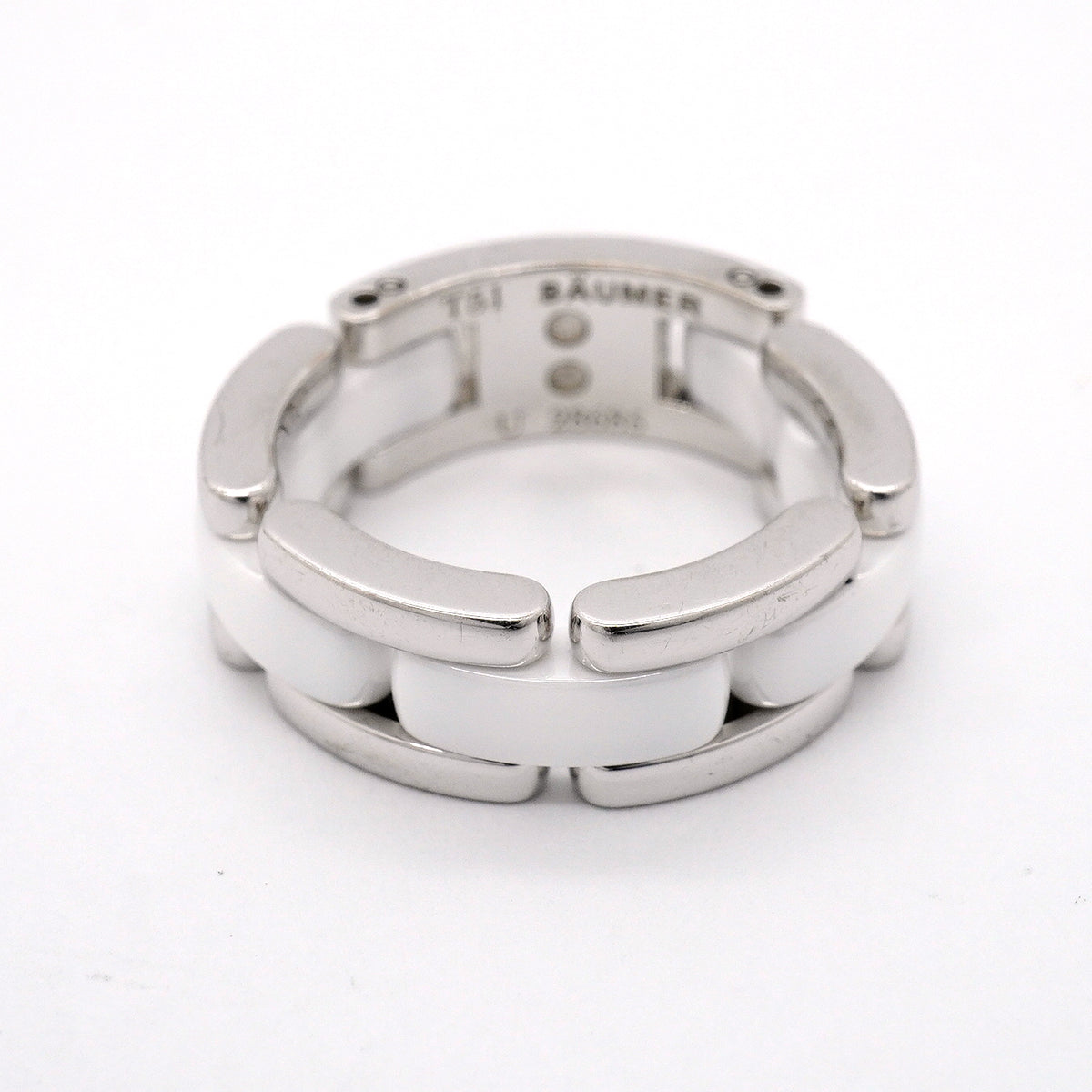 【6jgb0650】シャネル リング ウルトラコレクション K18WG ホワイトゴールド セラミック ホワイト ＃51【中古】レディース