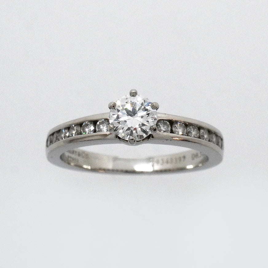 【6jgb0654】ティファニー リング ソリティア チャネルセッティング Pt950 プラチナ ダイヤモンド 0.32ct 6.5号【中古】レディース
