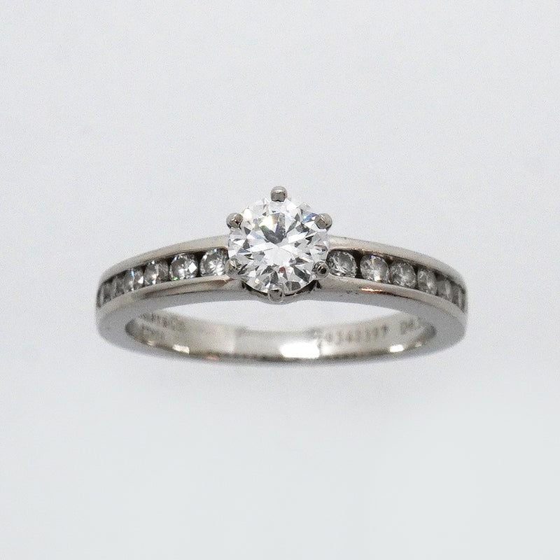 【6jgb0654】ティファニー リング ソリティア チャネルセッティング Pt950 プラチナ ダイヤモンド 0.32ct 6.5号【中古】レディース