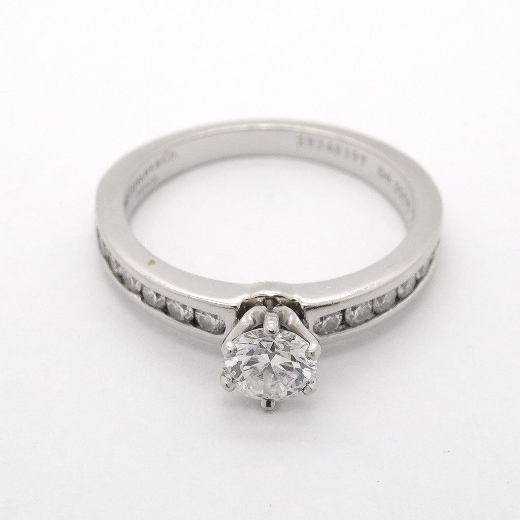 【6jgb0654】ティファニー リング ソリティア チャネルセッティング Pt950 プラチナ ダイヤモンド 0.32ct 6.5号【中古】レディース
