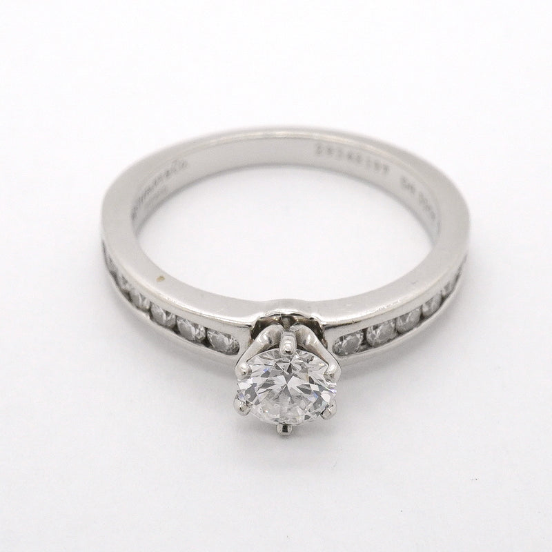 【6jgb0654】ティファニー リング ソリティア チャネルセッティング Pt950 プラチナ ダイヤモンド 0.32ct 6.5号【中古】レディース