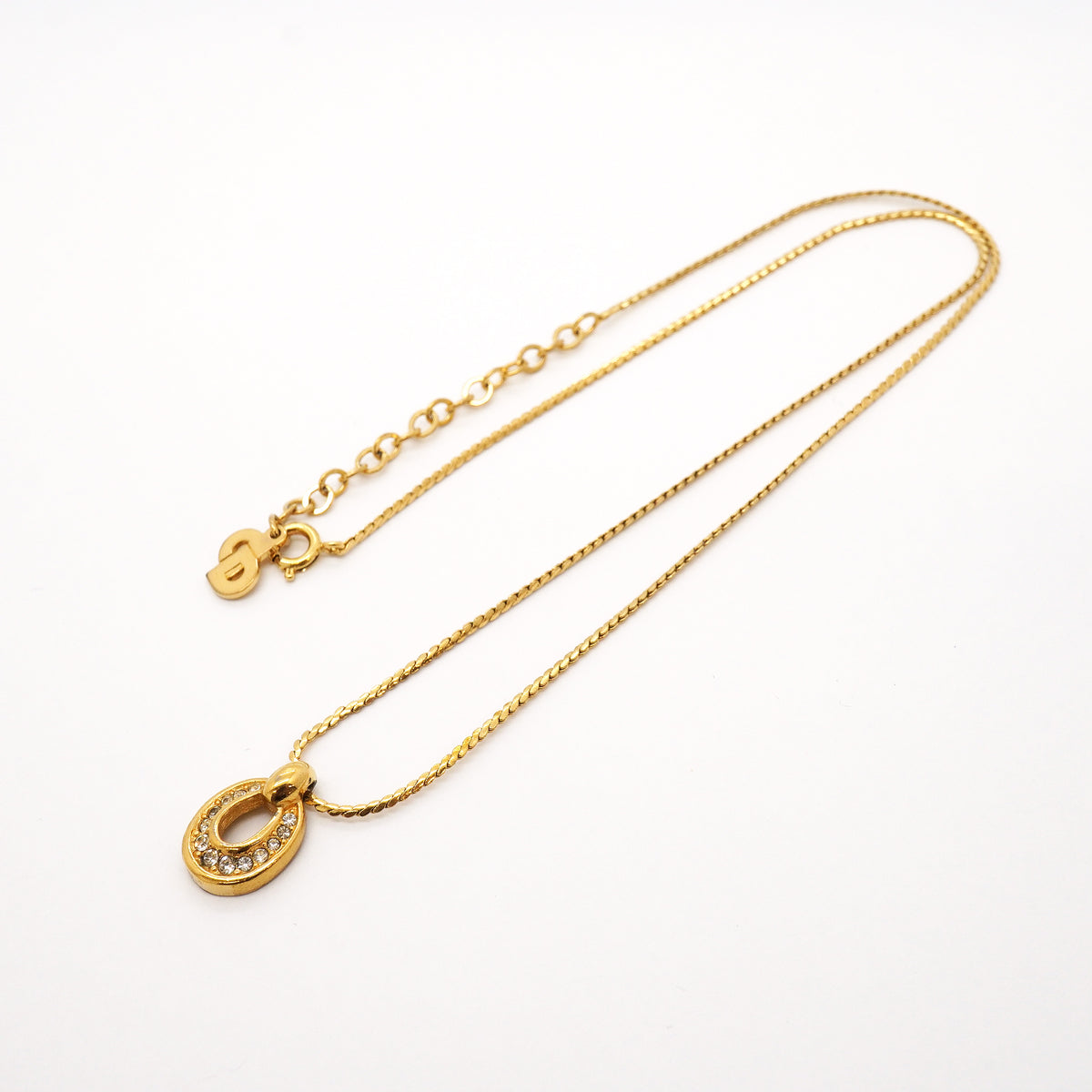 【6jgb0657】クリスチャンディオール ネックレス GPメッキ ラインストーン ゴールド【中古】レディース