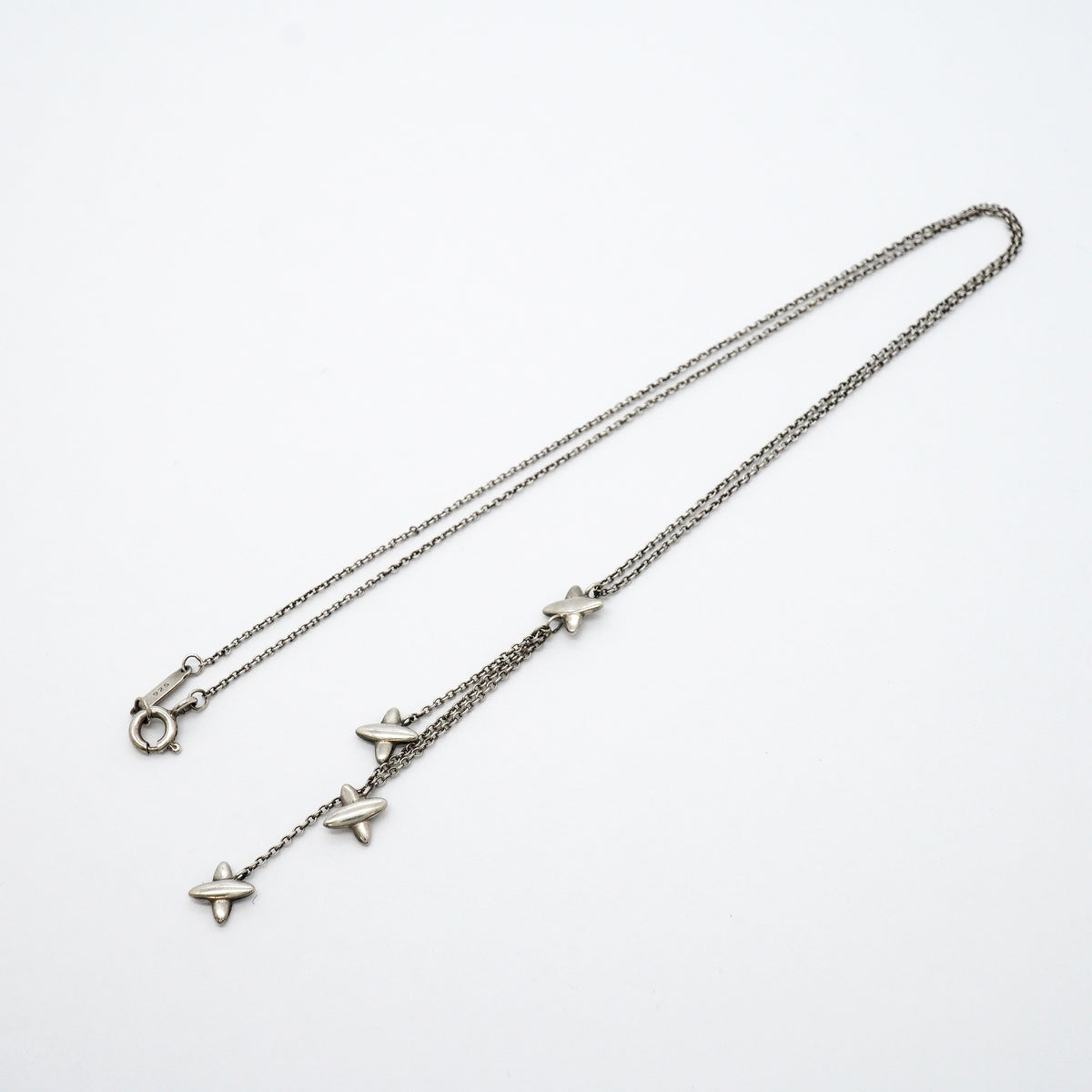 【6jgb0659】ティファニー ネックレス シグネチャートリプル/ドロップ シルバー925【中古】レディース